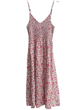 dRA Los Angelos Floral Pink Smocked Midi Dress Size Junior Large
